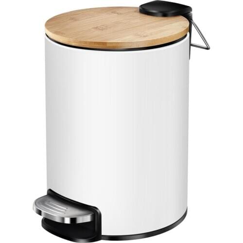 3L Round Stainless Steel Step Trash Can Wastebasket Garbage Container Trash Bin For Kitchen Bathroom Bedroom