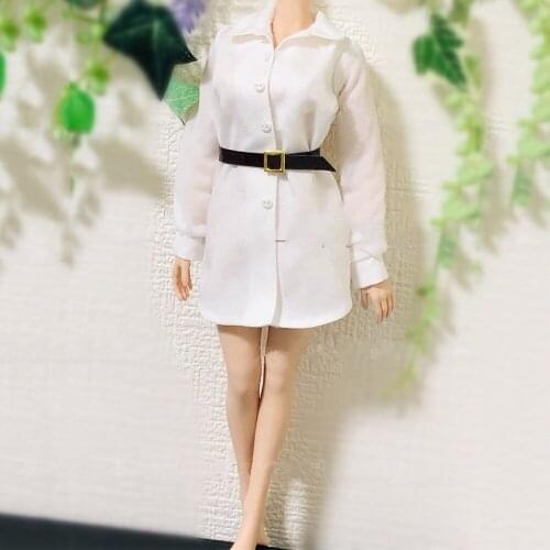Custom 1/6 Scale Sexy Female Figure Boyfriend Style Long sleeve Long Shirt Model with Belt Accessory Model for 12'' Body