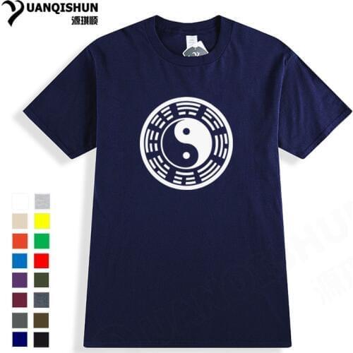 Chinese Style Boutique T-shirt Fashion Tai Chi Bagua Yin Yang Printed Men Tshirt Cotton Short Sleeve O-Neck Tees Brand Clothing