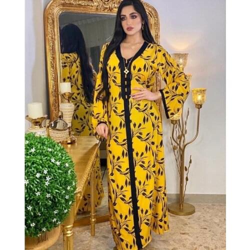 Ramadan Eid Mubarak Muslim Fashion Women Robe Elegant Abaya Dubai Turkey Long Sleeve Dress Kaftan Caftan Marocain Islam Clothing