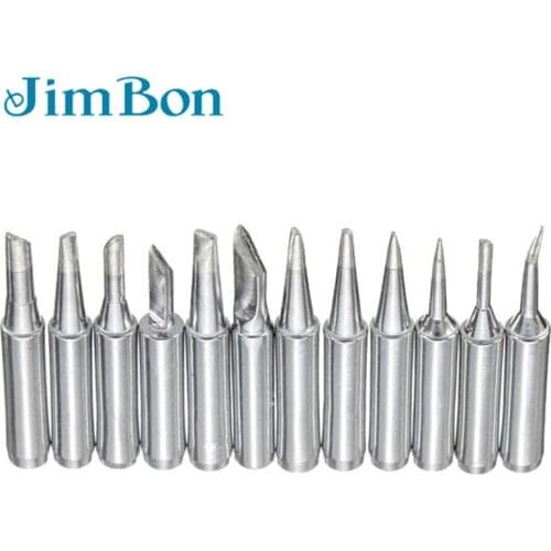 JimBon 12pcs 900M-T Soldering Iron Tips For Hakko Soldering Rework Station Weldering Tool Kits