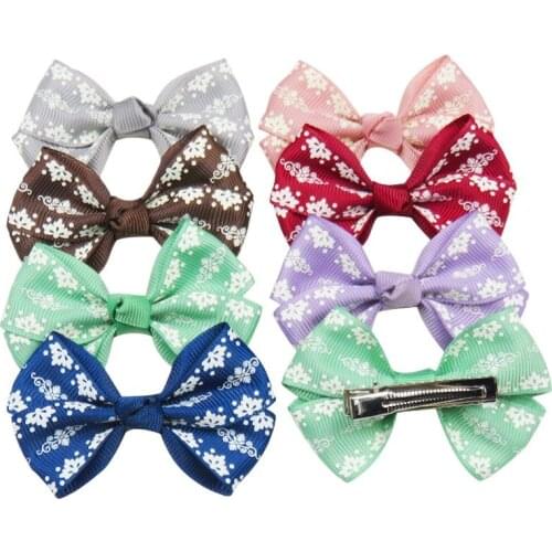 12PCS/LOT Novelty Flower Elastic Hair Bands Girls Ribbon Clip Bow Girl Hair Tie Rope Hairpin Handmade Fashion Hair Accessories