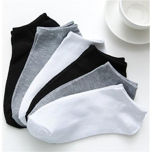 Richkeda Store New 2021 10 Pairs Men Socks Breathable Sports Socks Solid Color Boat Socks Comfortable Cotton Ankle Socks White