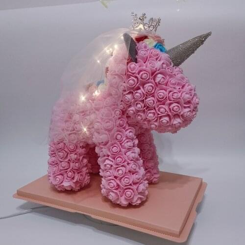 Unicorn Shaped Rose Flower Valentines Day Gifts Romantic Birthday Anniversary Xmas Wedding Party Decoration Artificial Flowers