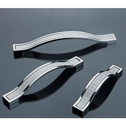 96mm 128mm 160mm modern furniture handles silver kitchen cabiner drawer pull dresser cupbord Wardrobe door handle