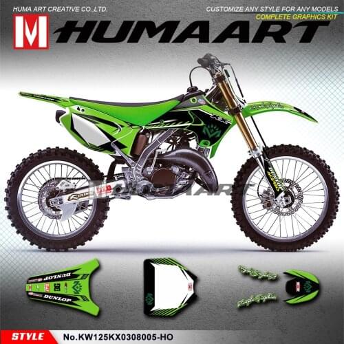 HUMAART Off-Road Stickers Self Adhesives Dirt Bike Graphics Kit for KX125 KX250 2003 2004 2005 2006 2007 2008, Green