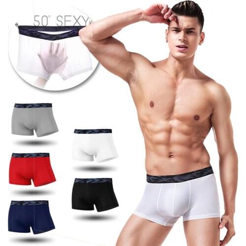 2PCS Sexy Mens Ice Silk Quick-Drying Boxer Briefs Shorts Panties Breathable Smooth Soft Warm Comfortable Antibacterial Panties