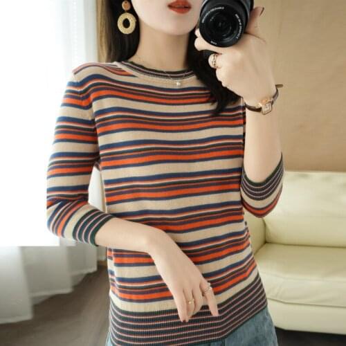 Spring Summer Women Fashion T Shirt O-neck Striped Short Sleeve Tshirts Casual Plus Size Basic Tees Cotton Pullover Women Tops