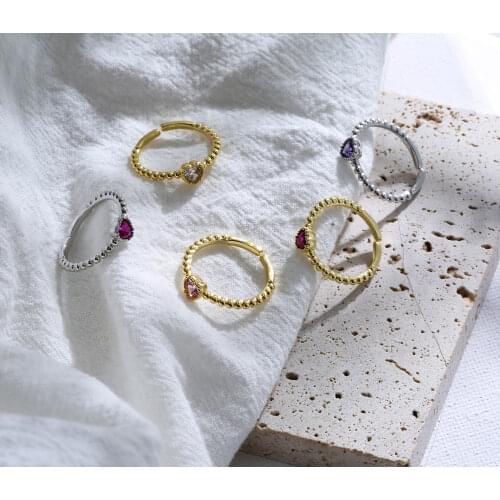 HECHENG,Dazzling CZ Ring Pink Heart Love Rings,For Women Wedding Fingers Cooper 18k Plated,Wholesalle