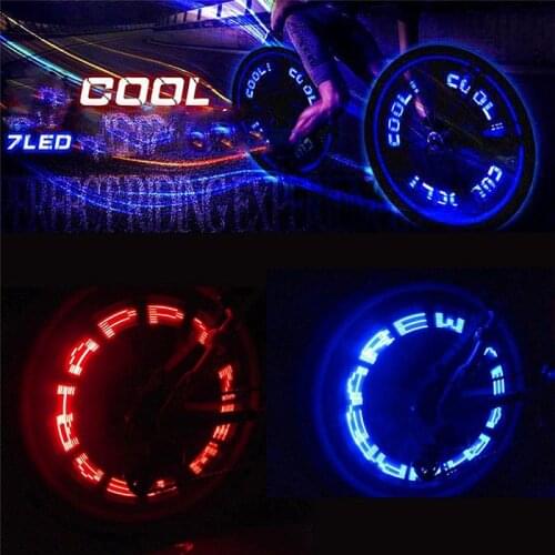 Bicycle Tire Wheel Lights Signal Light 7LED Letter Nozzle Lamp Flash Spoke Light Wheel Outdoor Cycling Lights Bike Accessories