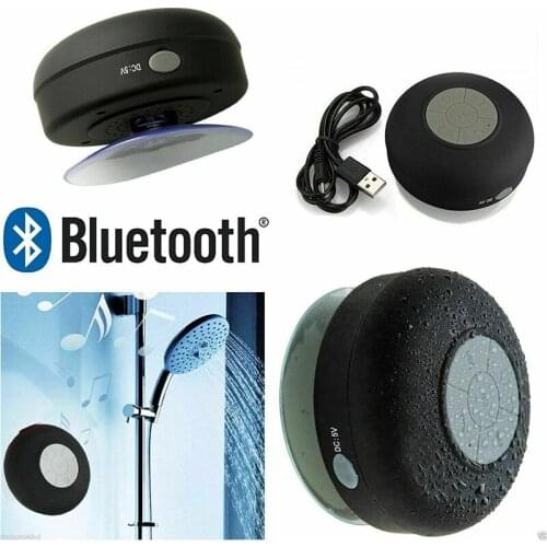 Shower Speaker Bluetooth Waterproof Water Resistant Hands-Free Portable Wireless Built-in Microphone Solid Suction Cup