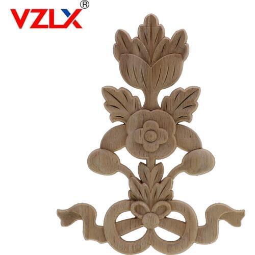 VZLX Wood Carved Appliques Cabinet Decal Frame Onlay Furniture Decoration Accessories Accessory Home Cabinet Door Craft