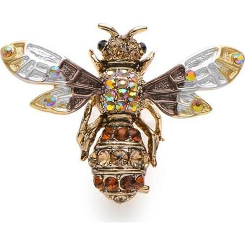 Rhinestone Charming Brooches Women Crystal Honey Bee Brooch Jewelry Wholesale Ladies Insect Brooch