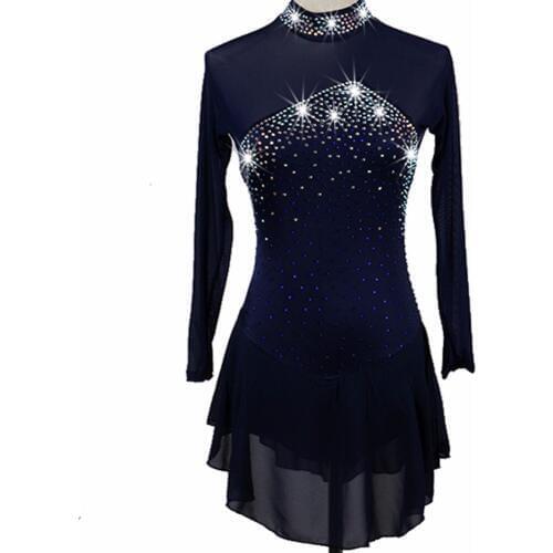 Womens Girls Figure Skating Dress Ice Skating Dress Quick Dry Anatomic Design Sweat-wicking Long Sleeve Tactel Skating TXH-B040