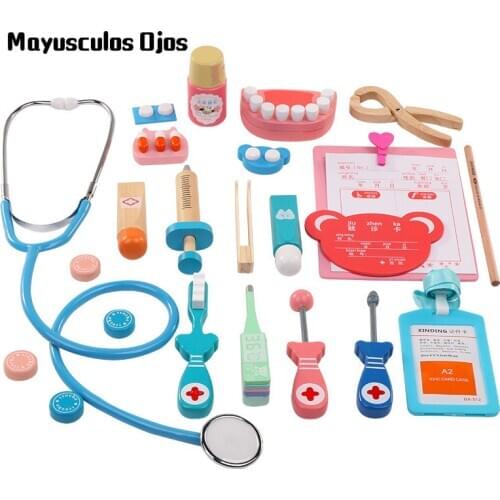 1Set Wooden Childrens Medical Equipment Play House Simulation Doctor Toy Suit Girl Nurse Doctor Stethoscope