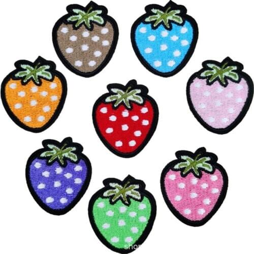 1PCS Embroidered Sewing Iron On Strawberry Patches Plants Badge For Bag Jeans Hat Appliques DIY Sticker Cute Decoration