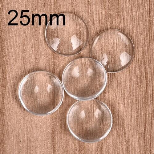10pcs/lot 25mm Round Cabochons Transparent Glass Clear Flat Back for DIY Pendant Findings Jewelry Making Handmade Accessories