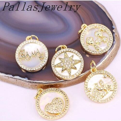 10Pcs Fashion cz/shell pendant,cubic zircon charm,jewelry wholesale bracelet/necklace accessories
