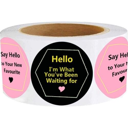2" Round Black Hello I'm What You've Been Waiting for Stickers Say Hello to Your New Favourite Business Thank you Stickers