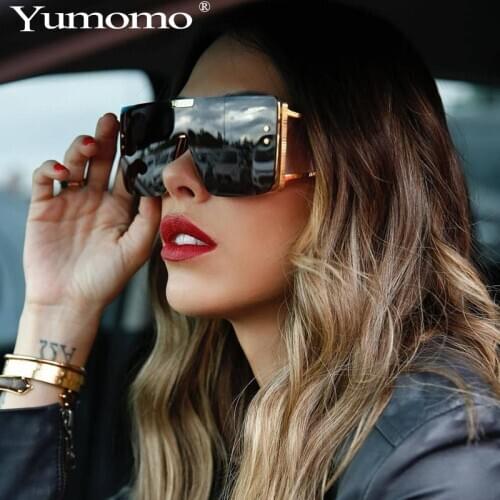 2020 Square Oversized One piece Lens Sunglasses Women Men Retro Brand Design Fashion Shades Vintage Sun Glasses UV400