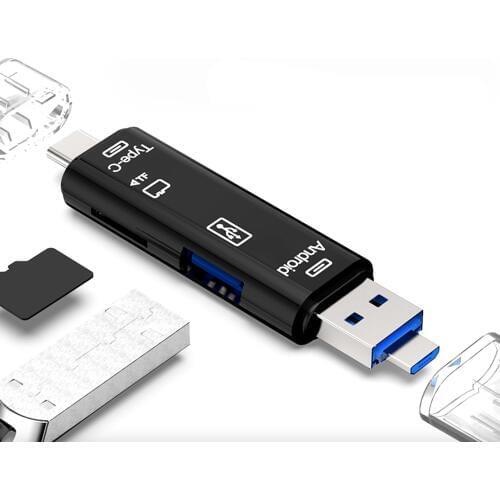 5 in 1 Type C Micro USB And USB OTG Card Reader High-speed Multifunctio USB2.0 U Disk OTG TF/SD for Android Phone PC Computer