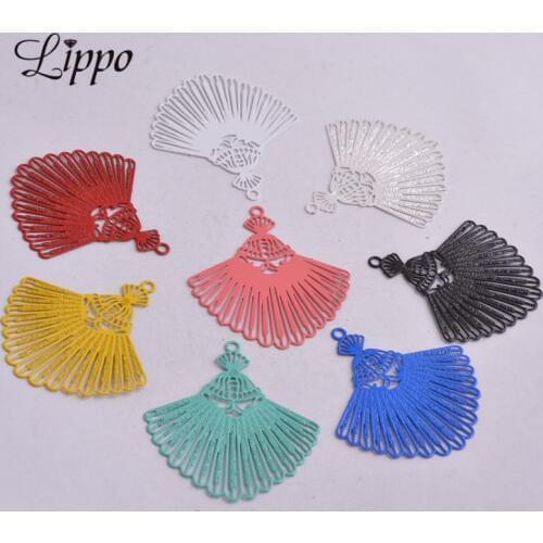 50pcs AB2622 37mm*34mm Silver Color Metal Tassels Charms Mustard Earrings Pendants Findings Diy Jewelry Making