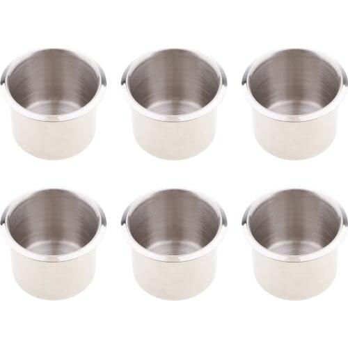 6 Pieces Stainless Steel Boat RV Cup Drink Holder Corrosion Protection 68x55mm