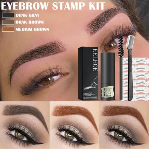 6 Kind Eyebrow Stencil Shaping Makeup Kit One Step Eyebrow Stamp Stencil Kit Eye Brow Gel Stamp Perfect Eyebrow in Seconds