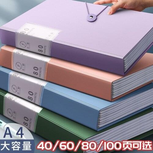 A4 File Bag 60 80 100 Pages Data Book Large Capacity Files Folder Information Booklet Stationery Office School Supplies