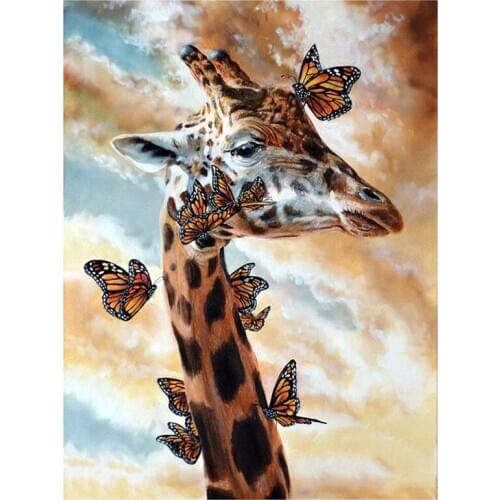 5DDIY full diamond diamond painting diamond embroidery animal giraffe horse butterfly mosaic decoration Christmas furniture gift