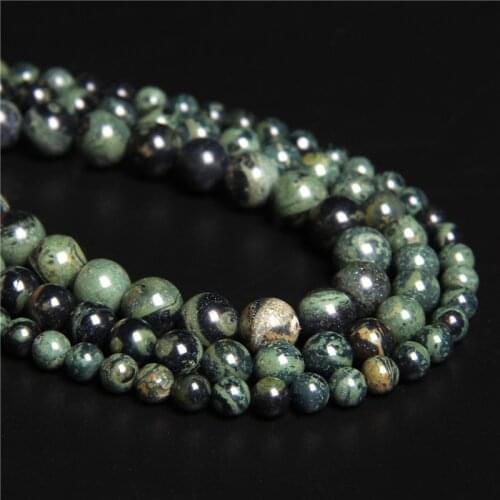 15.5" Green Natural New Polar Jades Stone Beads 4 6 8 10 12MM Round Polished Jaspers Loose Beads for Jewelry Making DIY Bracelet