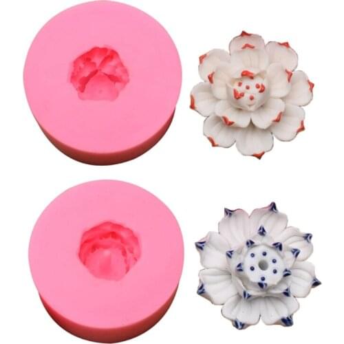 Buddhism Incense Sticks Holder Resin Molds 3D Lotus Flower Incense Burner Ashes Catcher Epoxy Resin Casting Mold Crafts