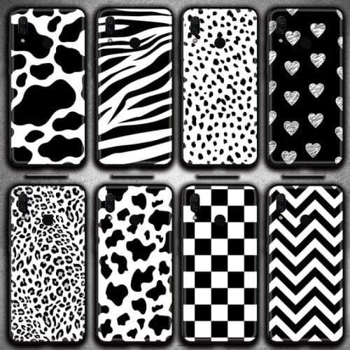 Black and white Dalmatian Cow zebra texture Phone Case Huawei Y6P Y8S Y8P Y5II Y5 Y6 2019 P Smart Prime Pro