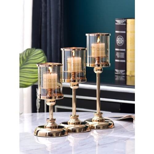 Europe Crystal Metal Candle Holders Christmas Candelabra Crafts Vintage Candlestick Luxury Wedding Home Decoration Accessories