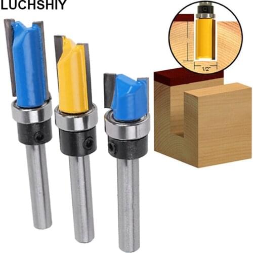 1-3pcs 1/4 Shank Wood Milling Cutter Flush Trim Router Bit Pattern Bit Top Bottom Template Wood Milling Cutter Woodworking Tools