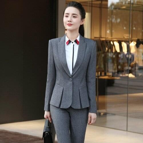 IZICFLY Autumn Spring Slim Fashion Womens Pants Suits Office Uniform Style Business Work Wear Black Blazer Set 2 Piece