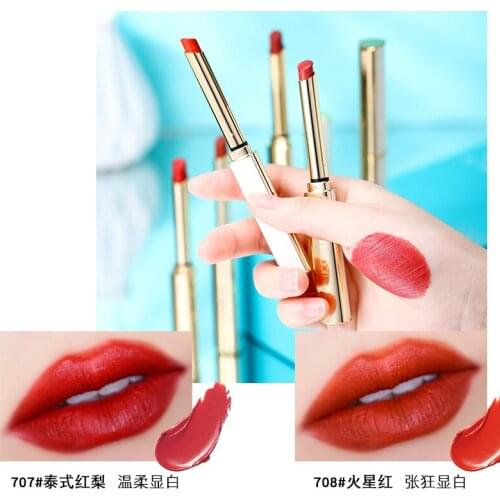 WODWOD slim lipstick pencil leather white appearance long lasting waterproof orange red brown automatic matte lipstick AC335