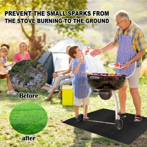 BBQ Grill Mat Barbecue Outdoor Baking Fireproof Heat Resistant BBQ Grill Splatter Mat Backyard Floor Rug For Home Grill Mat Tool
