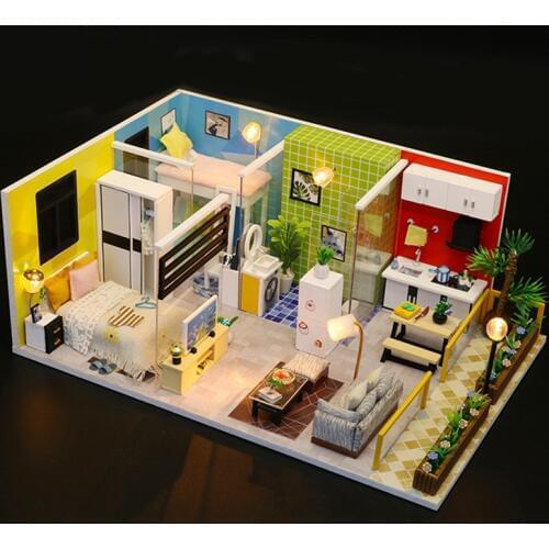 Doll House Miniature DIY Wooden Dollhouse model With Furnitures sets Puzzle toy handmade creative gifts for girls