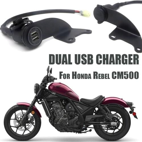 Motorcycle For Honda Rebel CM500 CM 500 Dual USB Charger Cigarette Lighter Adapter Phone Charger Double USB Port W/ LED Light