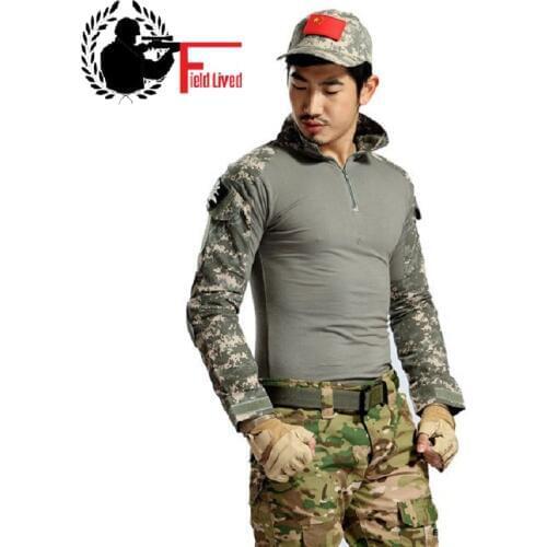 US Army Camouflage Military Combat Shirt Multicam Uniform Militar Shirts ACU Paintball Swat Male Tactical Clothes Combat active
