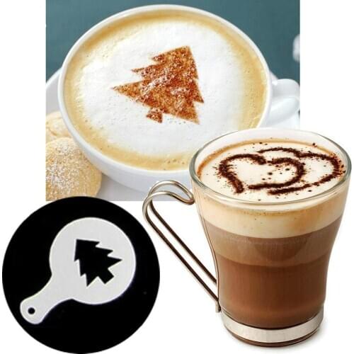 New 16 Pcs/set Fancy Coffee Printing Model Foam Spray Cake Stencils Coffee Drawing Cappuccino Mold Powdered Sugar Sieve Tools