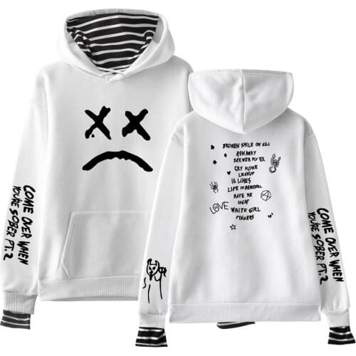 New Kpop Sweatshirts Lil Peep Print Fake Two Pieces Hoodies Men/Women Fashion Hooded Matching Hoody Girls Coat Streetwear