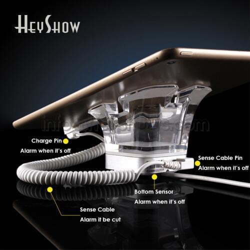 Retail Tablet Security Stand Acrylic Tablet Anti Theft Holder Display Ipad alarm System IR Charging For Tablet In Store