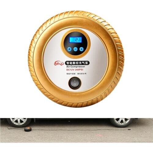 Portable Car Air Compressor 260PSI 12V 15A Tyre Inflator Auto Car Ball Pump Tool Gold