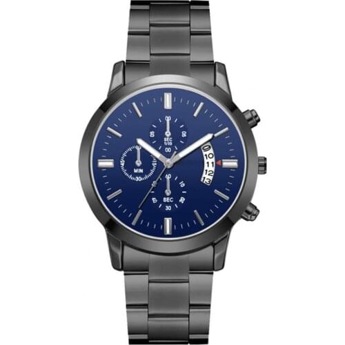 Simple Casual Men Business Steel Strap Buckle Date Quartz Analog Wrist Watch