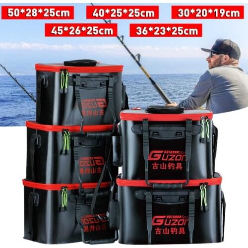 Folding Thicken Wear resistant EVA Fishing Bucket Live Fish Bag Oxygen Pump Outdoor Sports Fishing Tackle Boxes Equipment
