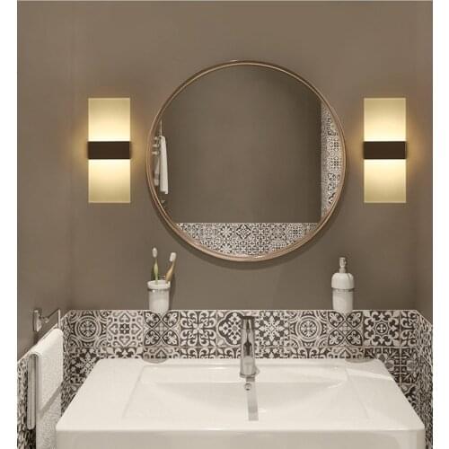 Iron + Acrylic White Black Wall Lamp Modern 90-260v Painted Led Wall Light Bedroom Bathroom Wall Lamps for Living Room Wandlamp