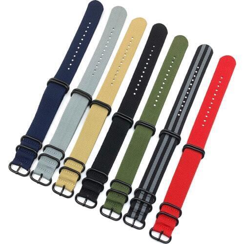 Heavy Duty Nylon NATO Watchband Strap 20mm 22mm 24mm Watch Band Zulu Strap Stainless Steel Ring Buckle Canvas Army