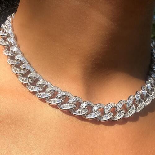 Hip Hop Iced Out Bling Shiny New Style Neckalce Paved White Cz Dainty Jewelry For Men / Women Wedding Gift 2020